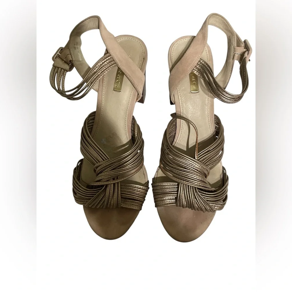 Louise et Cie Kamden Cross Front‎ Block Heels Sandals Metallic Pink Blush: 9M